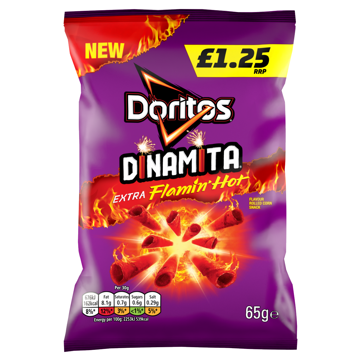 Doritos Dinamita Extra Flamin’ Hot Crisps PMP 65g RRP £1.25