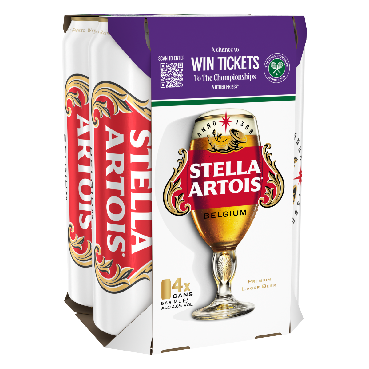 Stella Artois Belgium Premium Lager Beer 4 x 568ml
