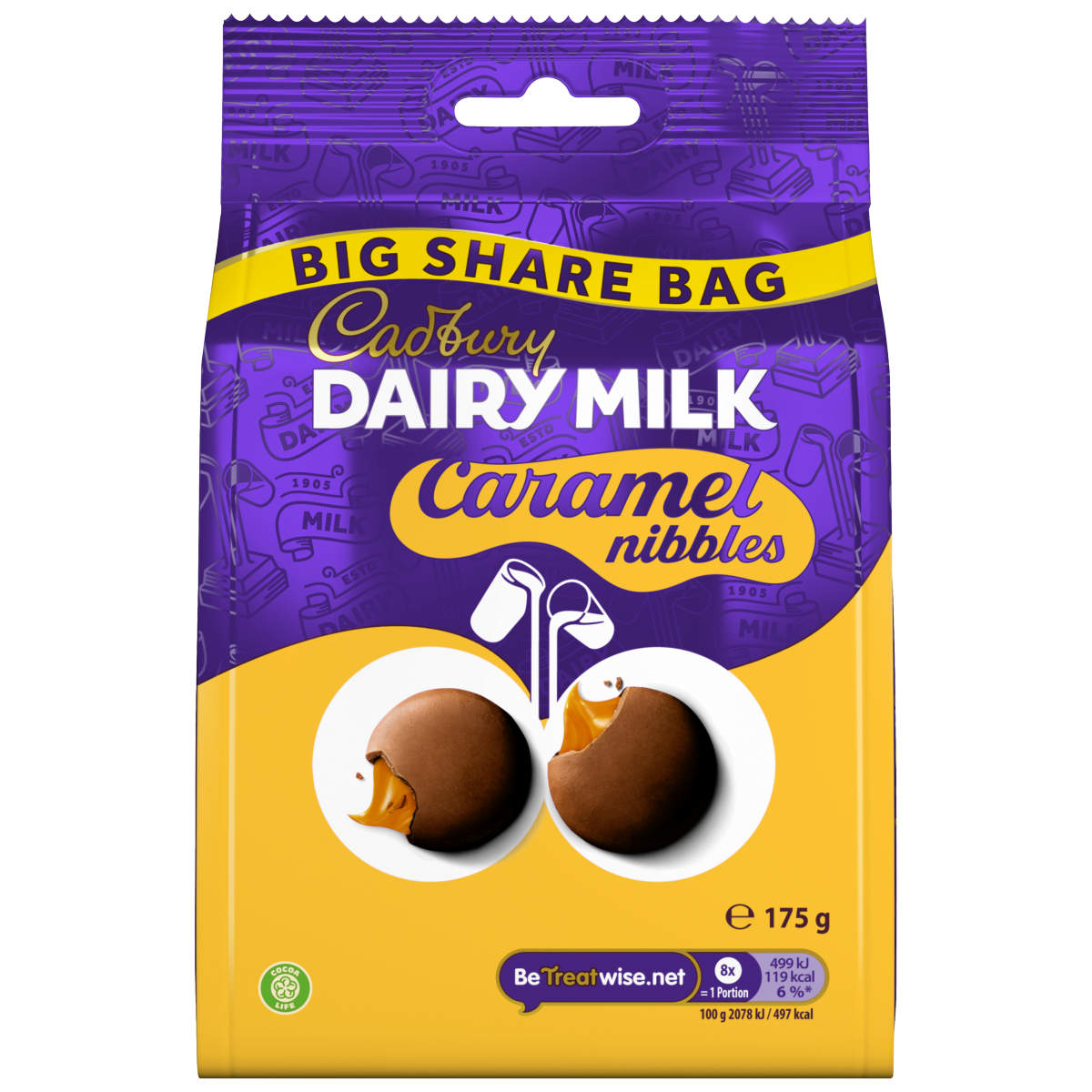 Cadbury Dairy Milk Caramel Nibbles Chocolate Large Sharing Bag 175 g
