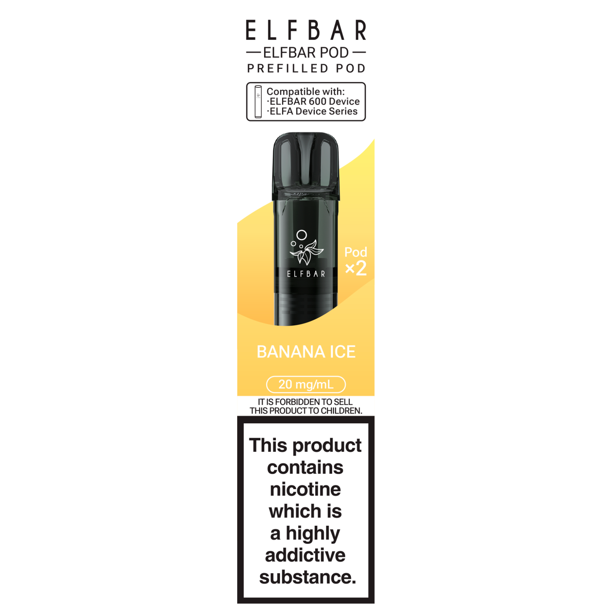 Elfbar 2 Banana Ice Prefilled Pod 20mg/ml