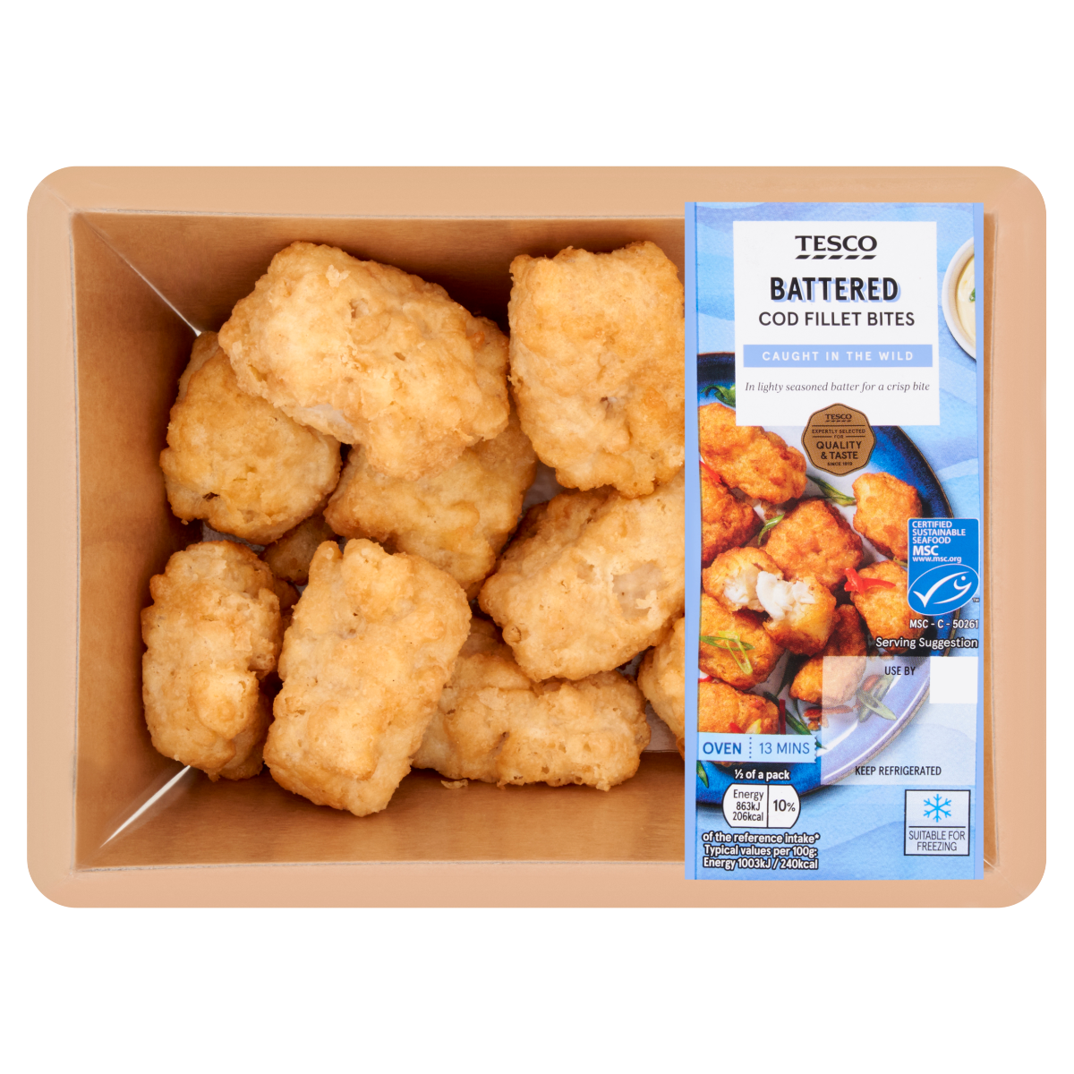 Tesco Battered Cod Fillet Bites 200g