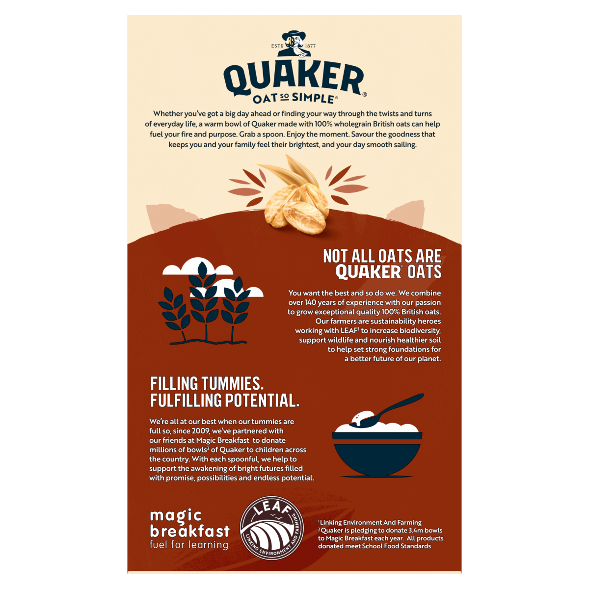 Quaker Hazelnut Chocolate Porridge Sachets Oats So Simple 10 x 36g