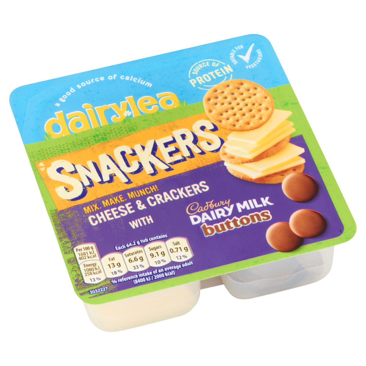 Dairylea Snackers Cheese & Crackers with Cadbury Dairy Milk Buttons 64.2g