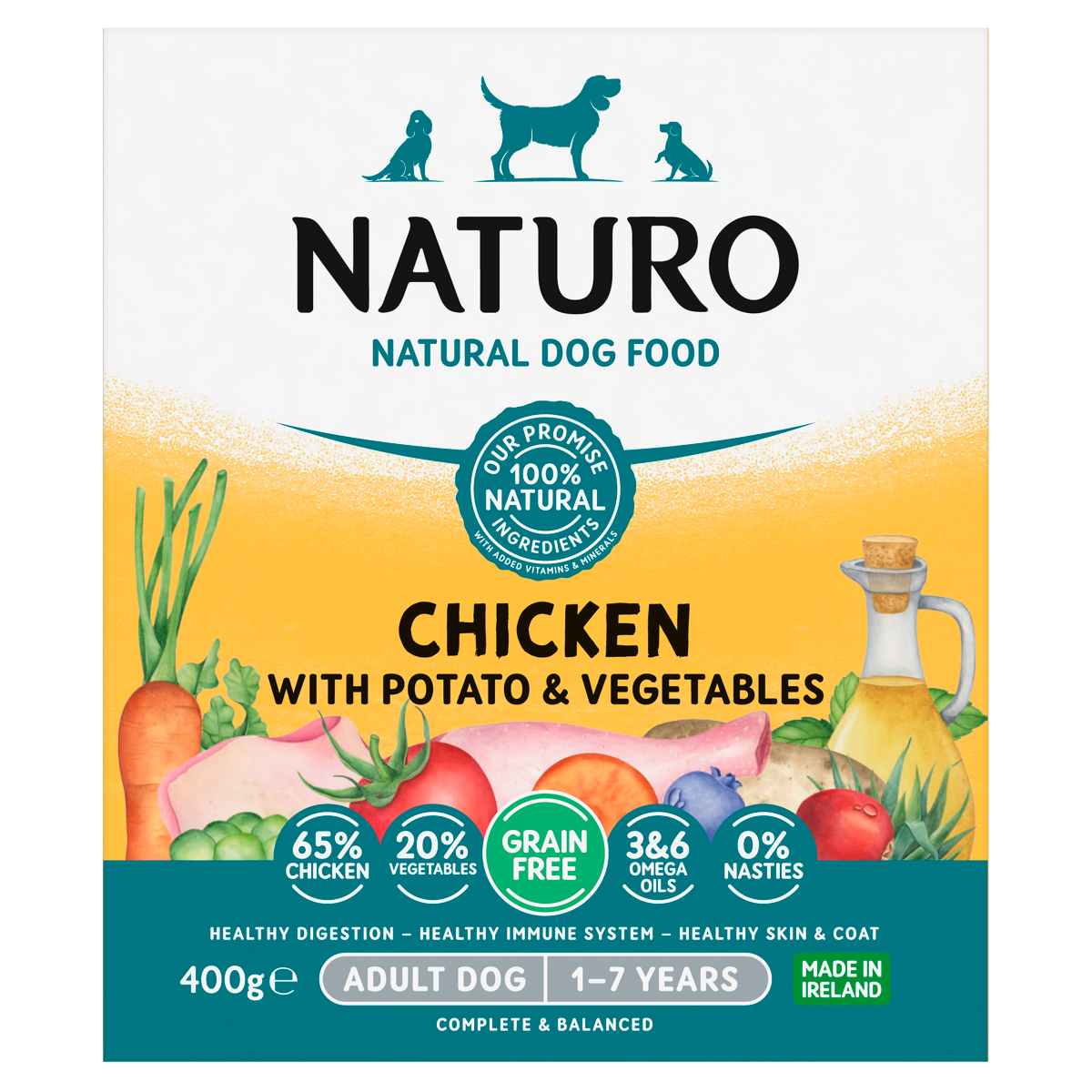 Naturo Natural Pet Food Chicken with Potato and Vegetables Adult Dog 1 – 7 Years 400g