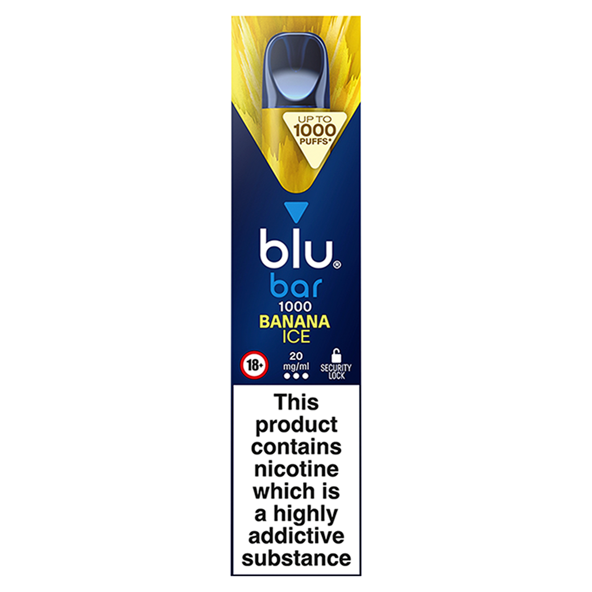 blu bar 1000 Banana Ice Disposable Vape 20mg/ml