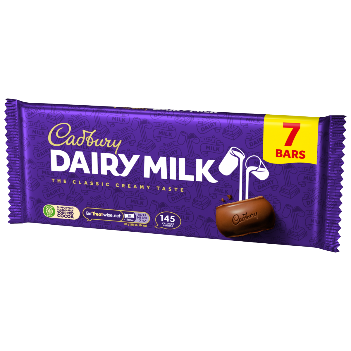 Cadbury Dairy Milk Chocolate Bar 7 Pack Multipack 190.4g (7 x 27x2g)