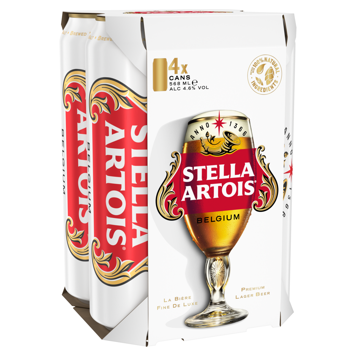 Stella Artois Belgium Premium Lager Beer 4 x 568ml