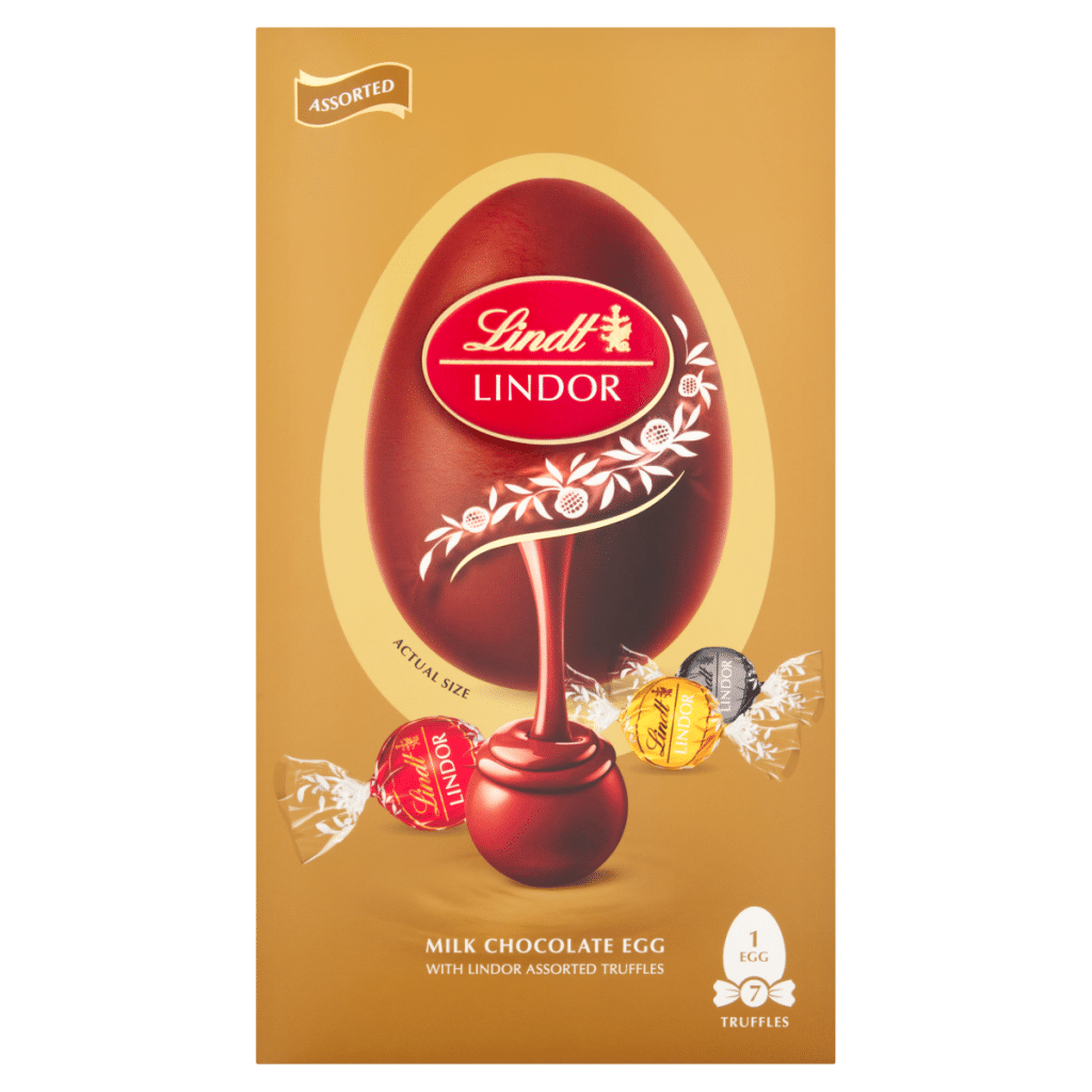 Lindt LINDOR MILK CHOCOLATE EGG WITH LINDOR ASSORTED TRUFFLES 183g