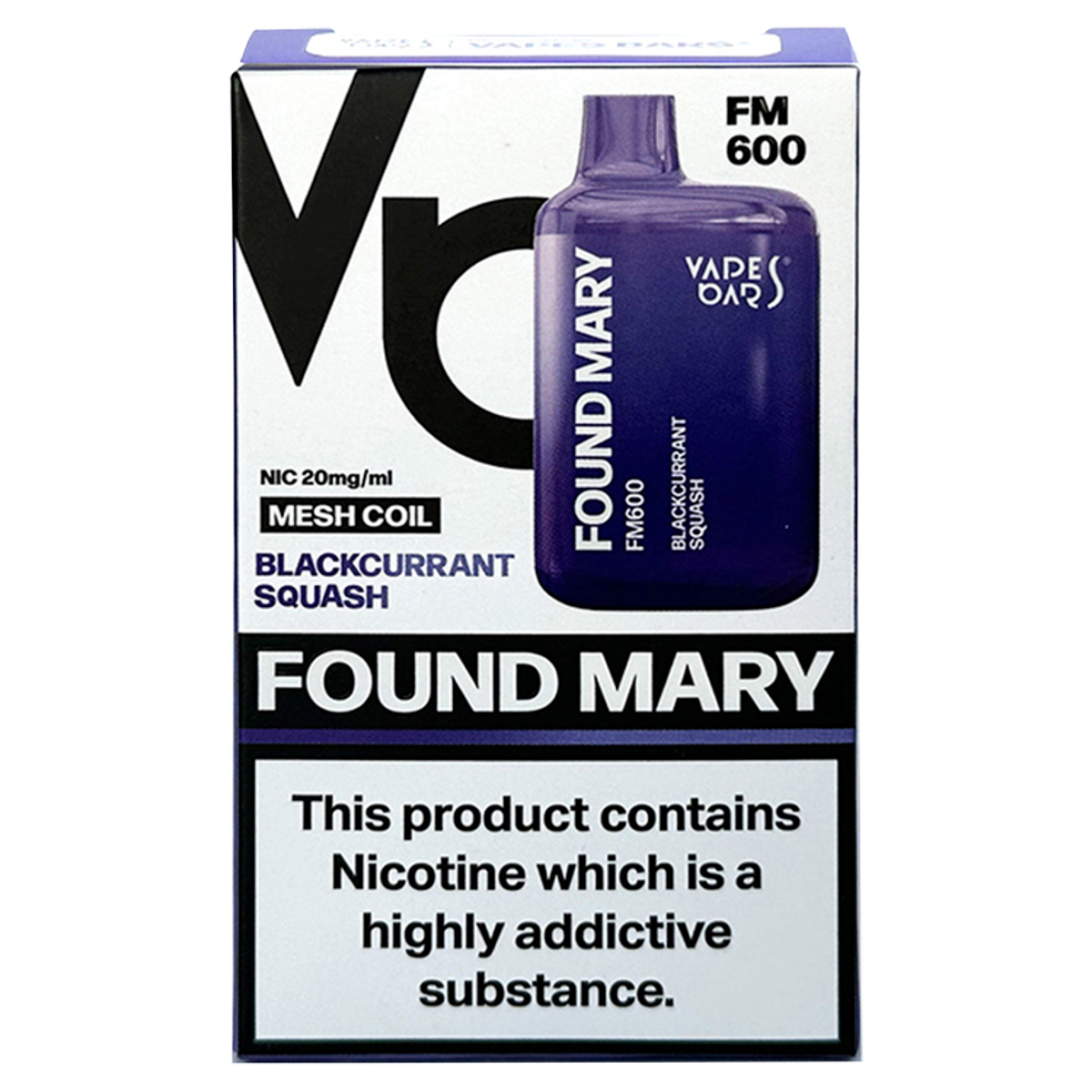 Vapes Bars Found Mary FM600 Blackcurrant Squash