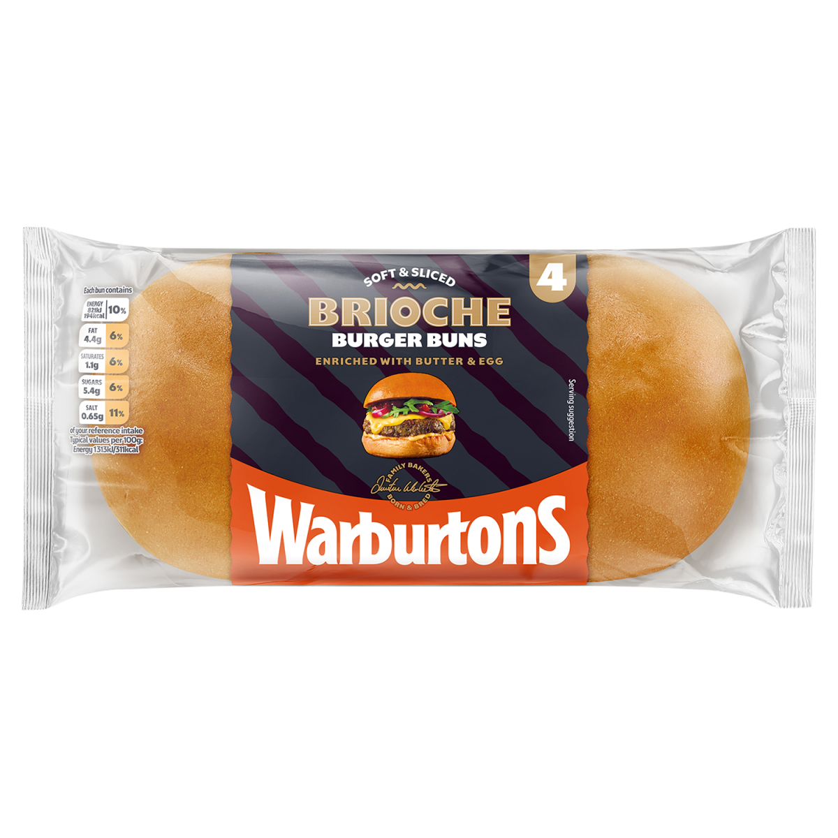 Warburtons 4 Brioche Burger Buns