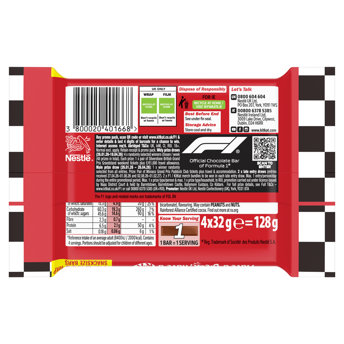KitKat Chunky Snacksize Bars 4 x 32g (128g)
