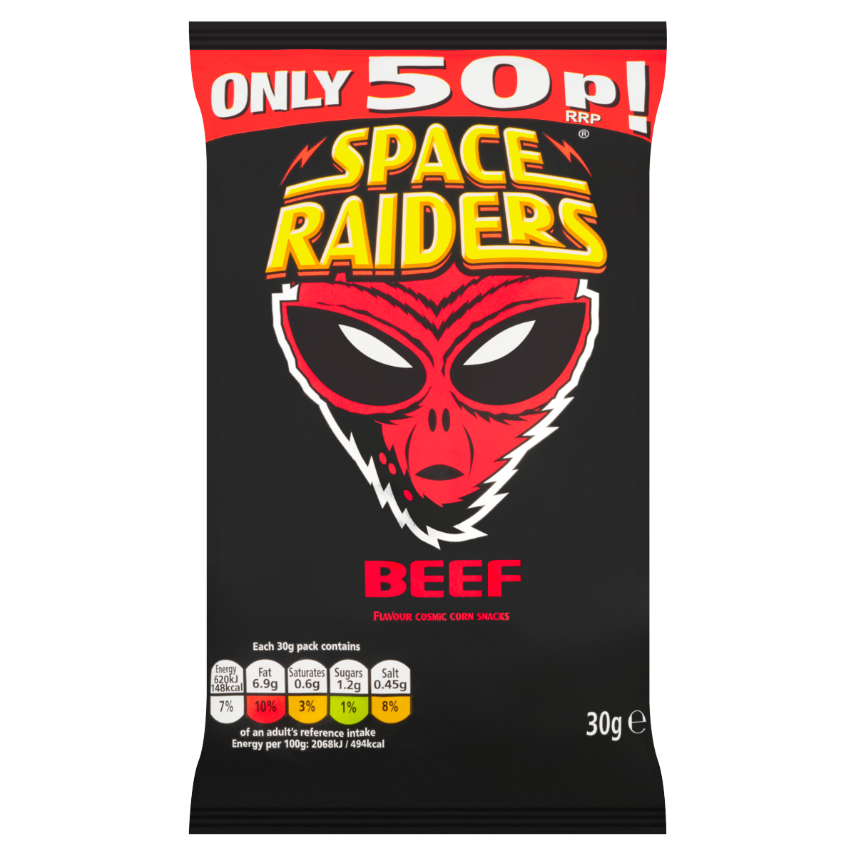Space Raiders Beef Flavour Cosmic Corn Snacks 30g