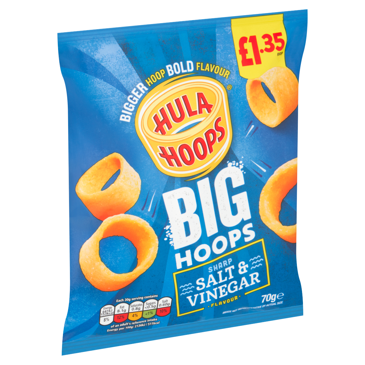 Hula Hoops Sharp Salt & Vinegar Flavour Big Hoops 70g