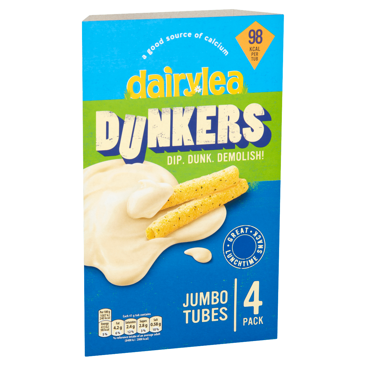 Dairylea Dunkers Jumbo Tubes Cheese Snacks 4 Pack 164g