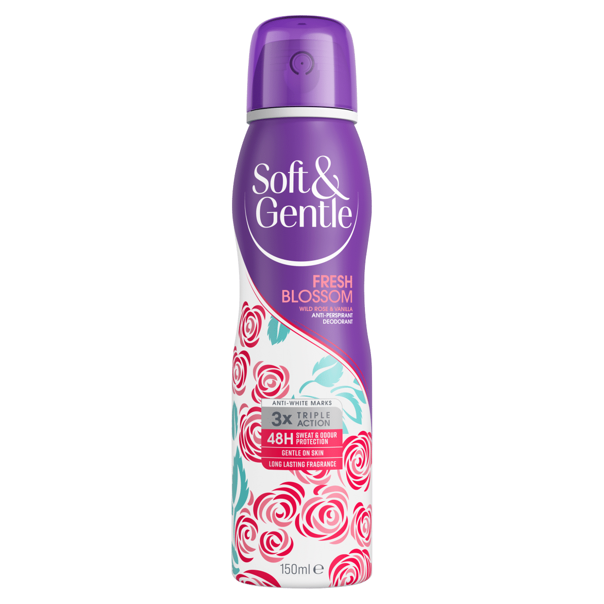 Soft & Gentle Fresh Blossom Wild Rose & Vanilla Anti-Perspirant Deodorant 150ml