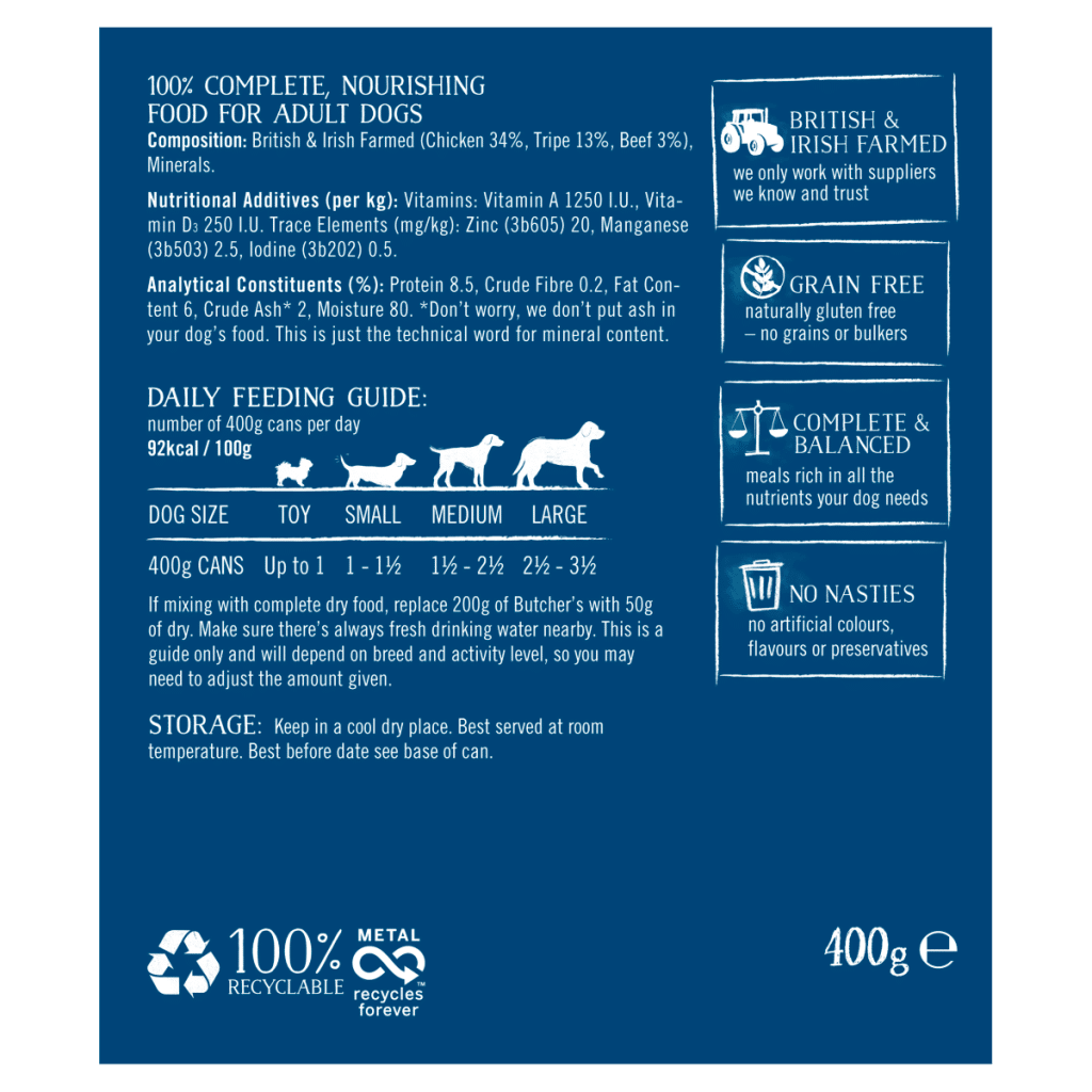 Butcher’s Nourishing Food for Dogs with Tripe 400g