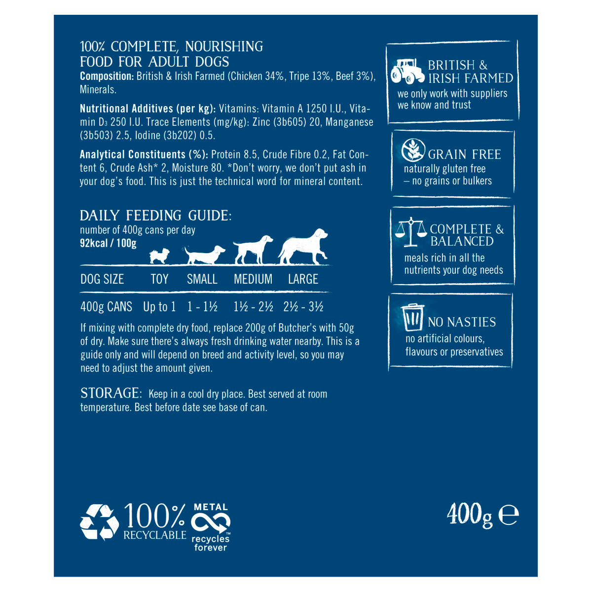 Butcher’s Nourishing Food for Dogs with Tripe 400g