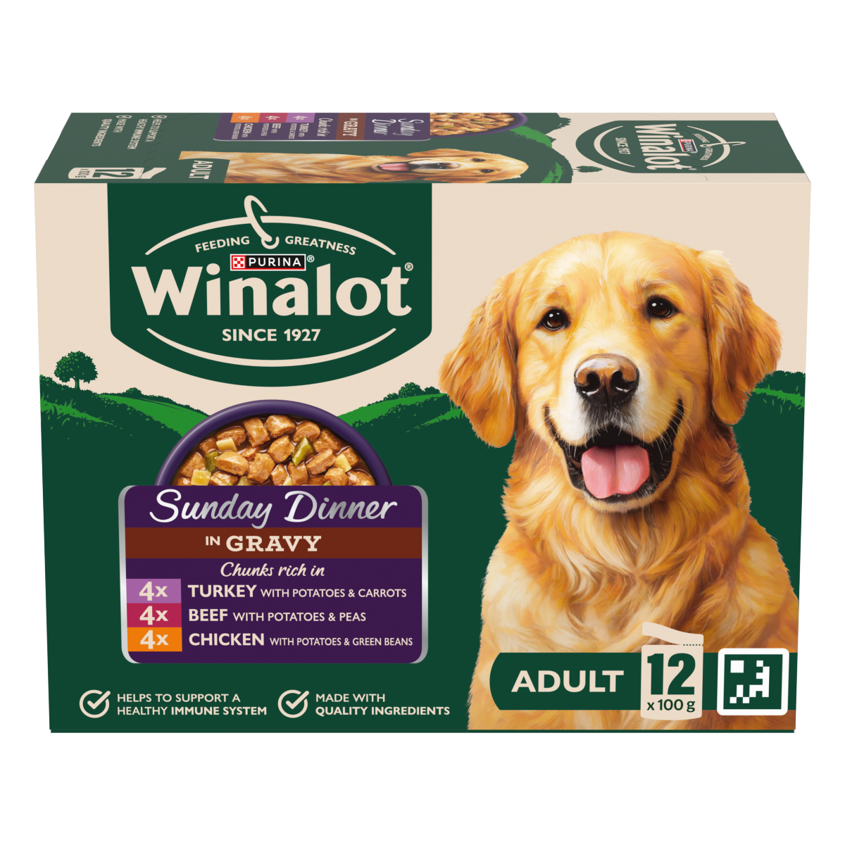 WINALOT Sunday Dinner Mixed in Gravy Wet Dog Food 12x100g