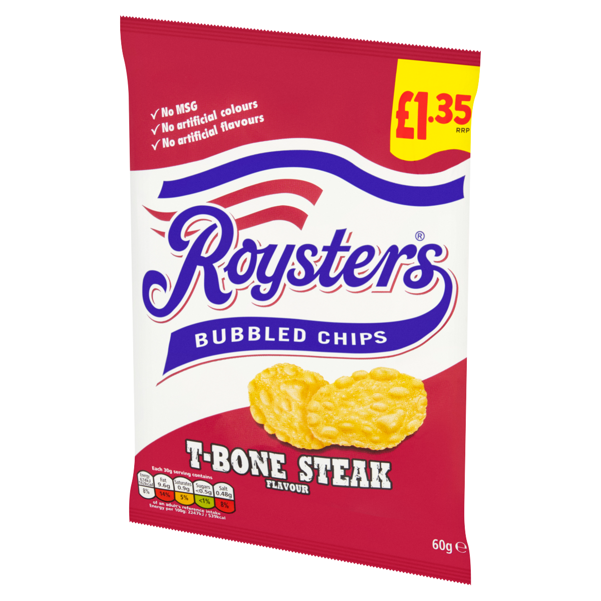 Roysters T-Bone Steak Flavour Bubbled Chips 60g