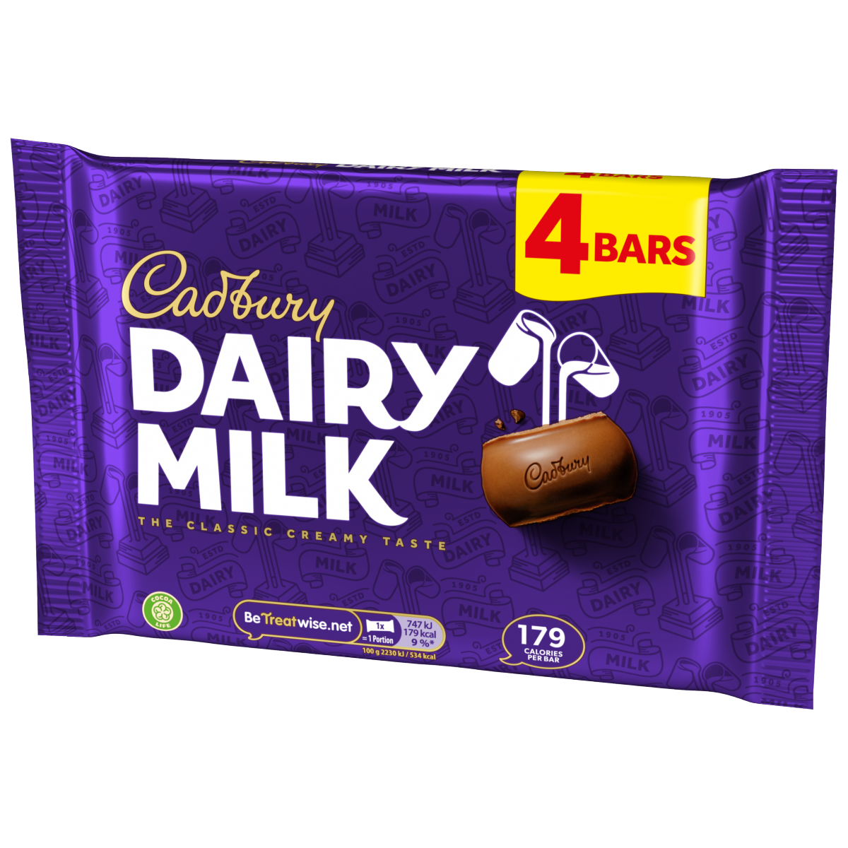 Cadbury Dairy Milk Chocolate Bar 4 Pack Multipack 134g (4 x 33.5g)