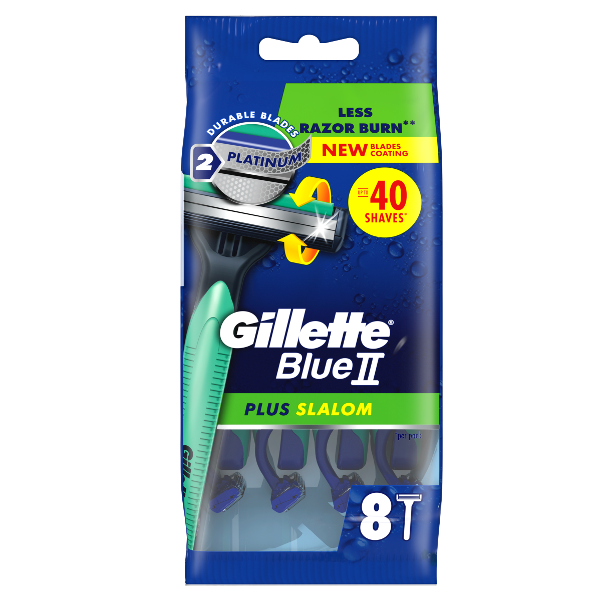 Gillette BlueII Plus Slalom Men’s Disposable Razors x8