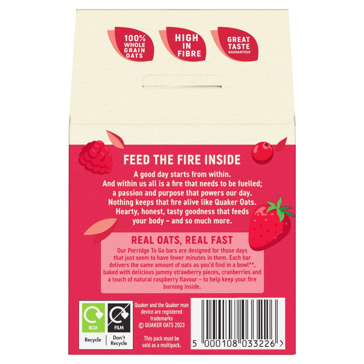 Quaker Porridge To Go Mixed Berries Breakfast Bars 2x55g
