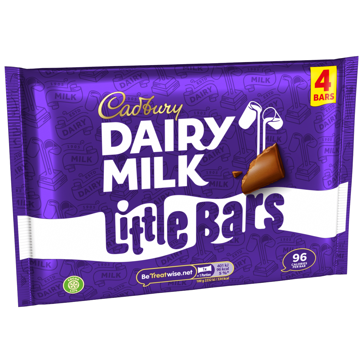 Cadbury Dairy Milk Little Bar Chocolate 4 Pack Multipack 72g (4 x 18g)