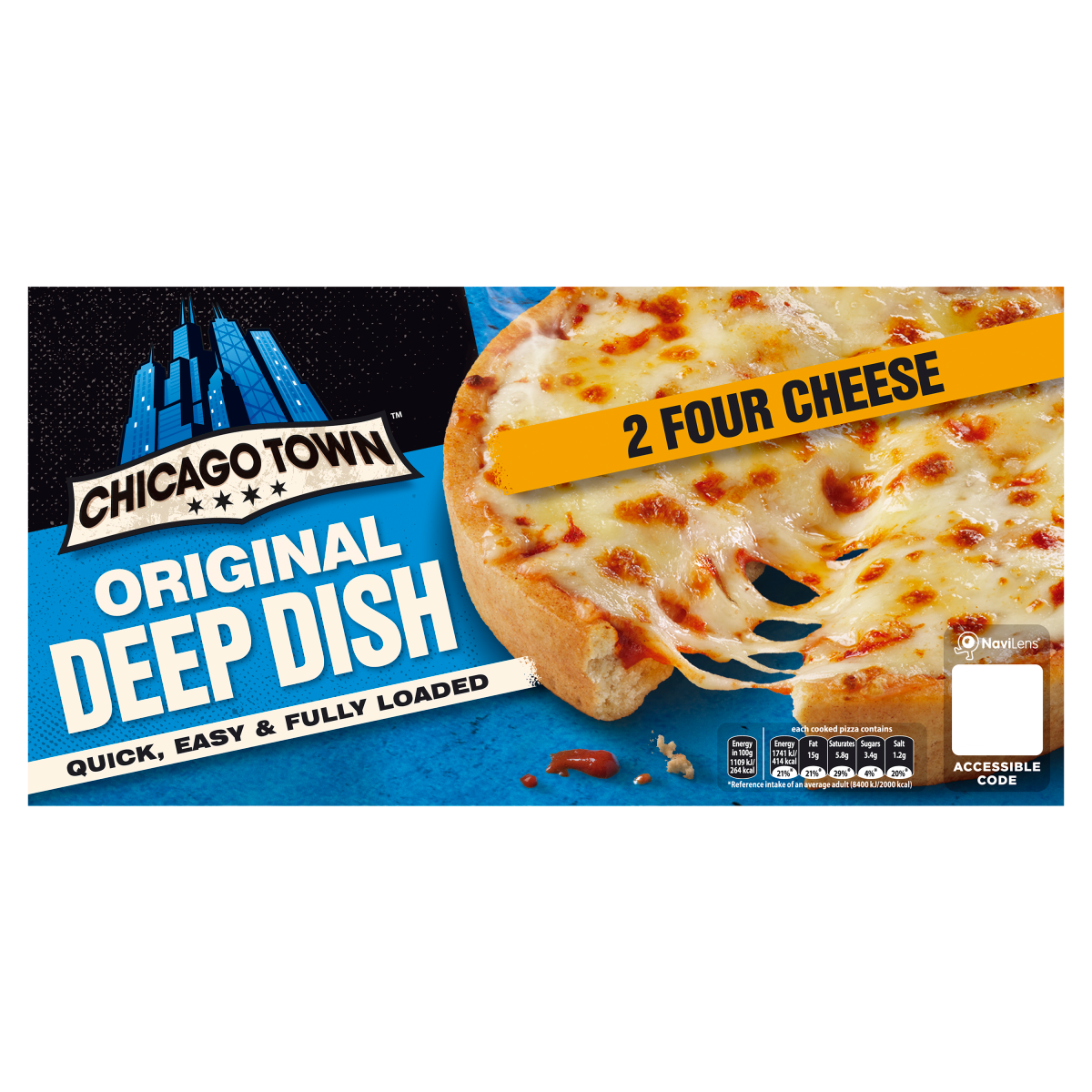 Chicago Town 2 Original Deep Dish Four Cheese Pizza 2 x 148g