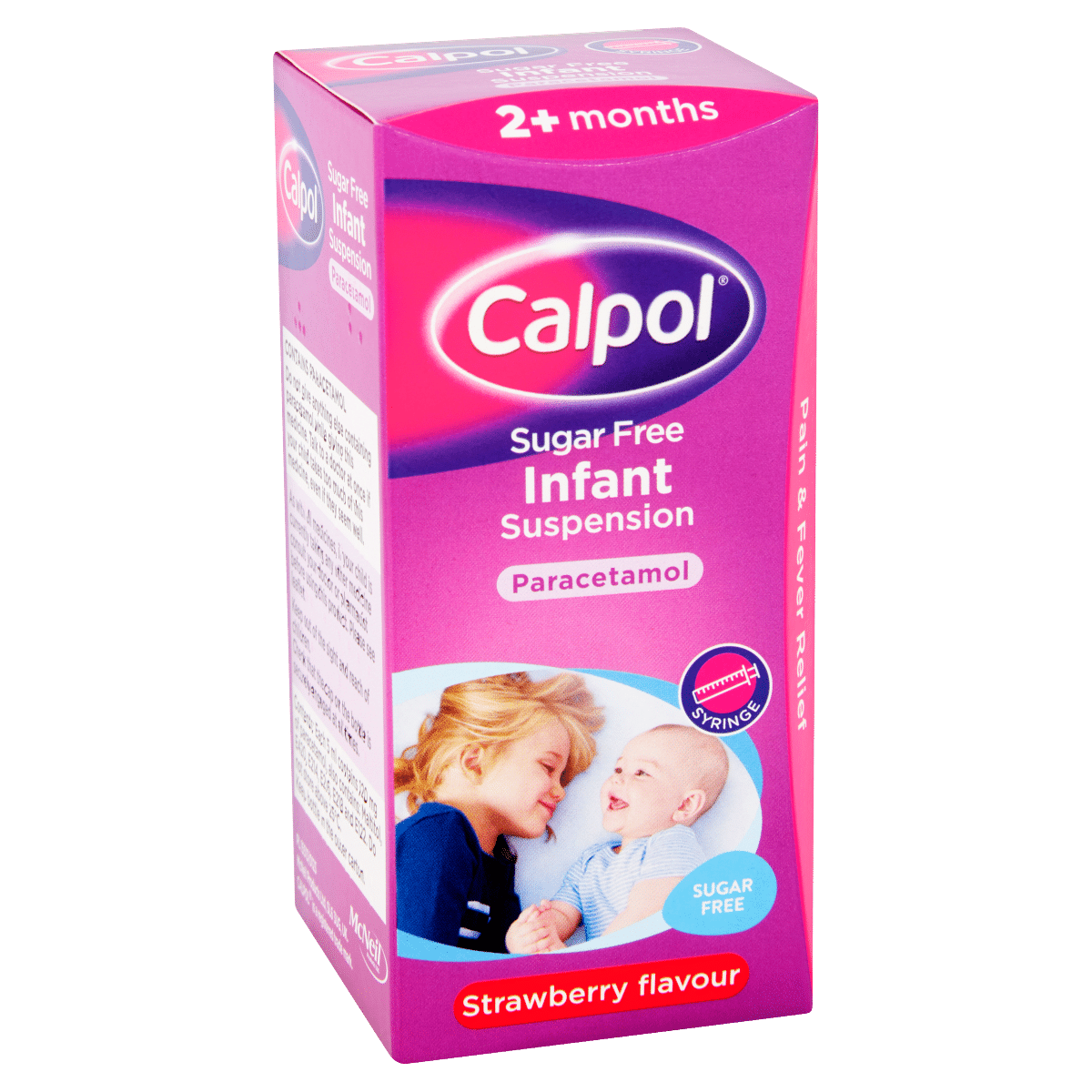 Calpol Sugar Free Infant Suspension, Paracetamol Medication, 2+ Months, Strawberry Flavour, 100ml