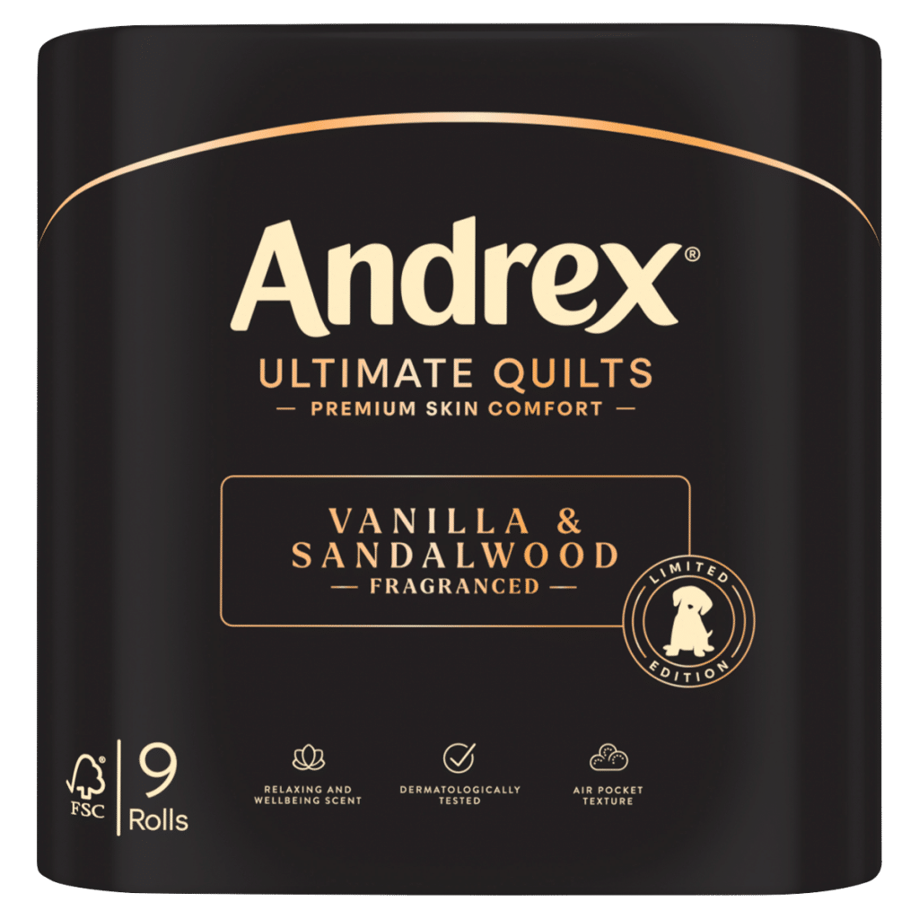 Andrex Limited Edition Ultimate Quilts 9 Vanilla & Sandalwood Fragranced Rolls