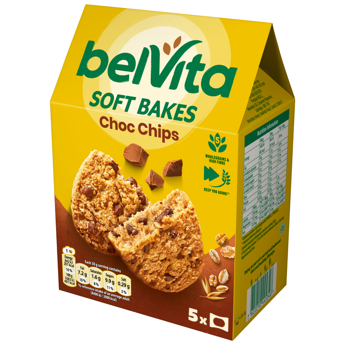 Belvita Breakfast Biscuits Soft Bakes Choc Chips 5 Pack 250g