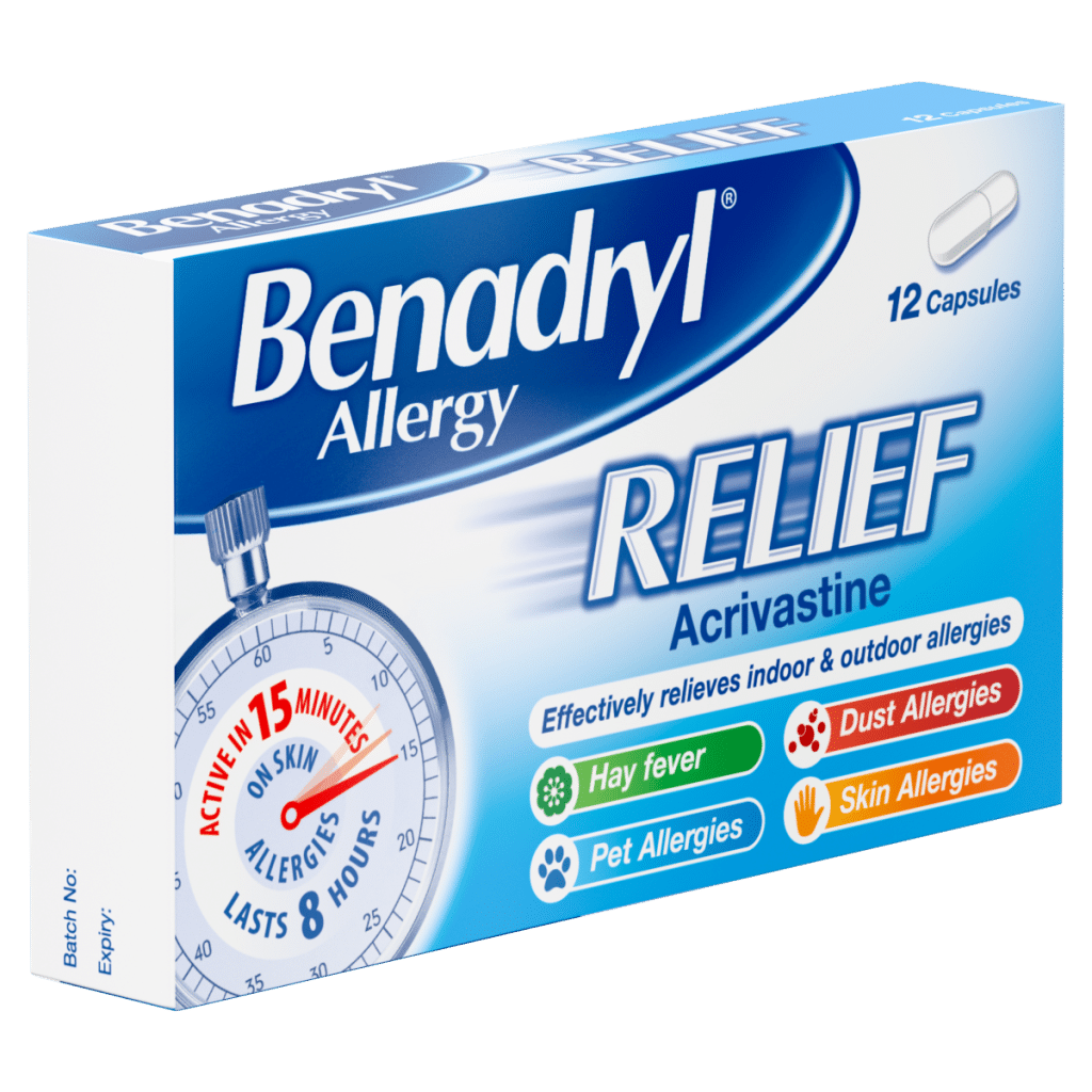 Benadryl Allergy Relief Capsules Fast-Acting Antihistamine 12 Capsules