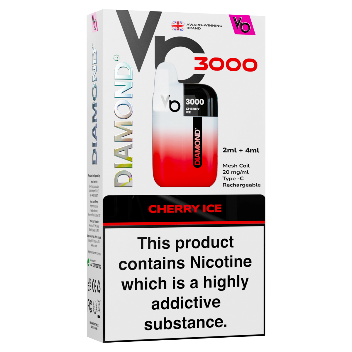 Vapes Bars Diamond 3000 Cherry Ice 20mg/ml
