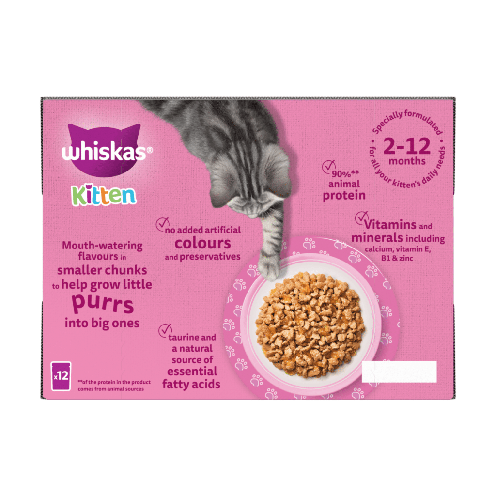 WHISKAS Kitten 2-12 mnths POULTRY Feasts Wet Cat Food Pouches in Jelly 12 x 85g