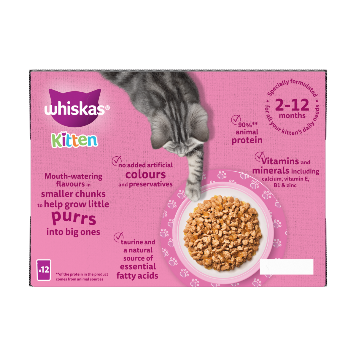 WHISKAS Kitten 2-12 mnths POULTRY Feasts Wet Cat Food Pouches in Jelly 12 x 85g