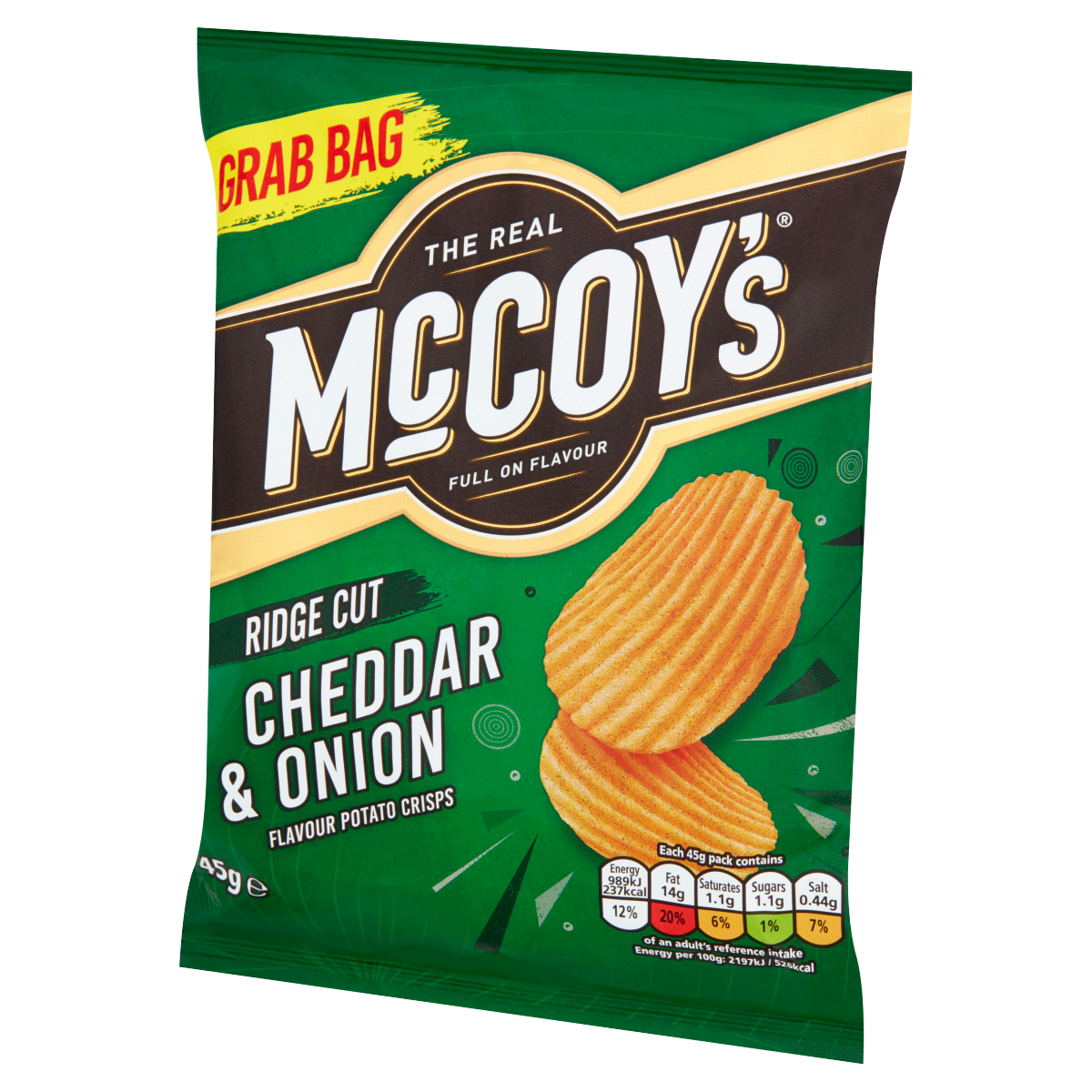 McCoy’s­ Ridge Cut Cheddar & Onion Flavour Potato Crisps 45g
