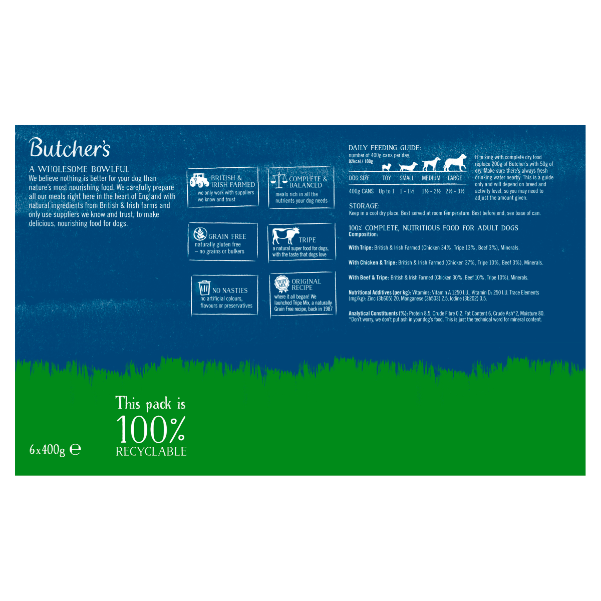 Butcher’s Tripe Loaf Recipes Wet Dog Food Tins 6 x 400g