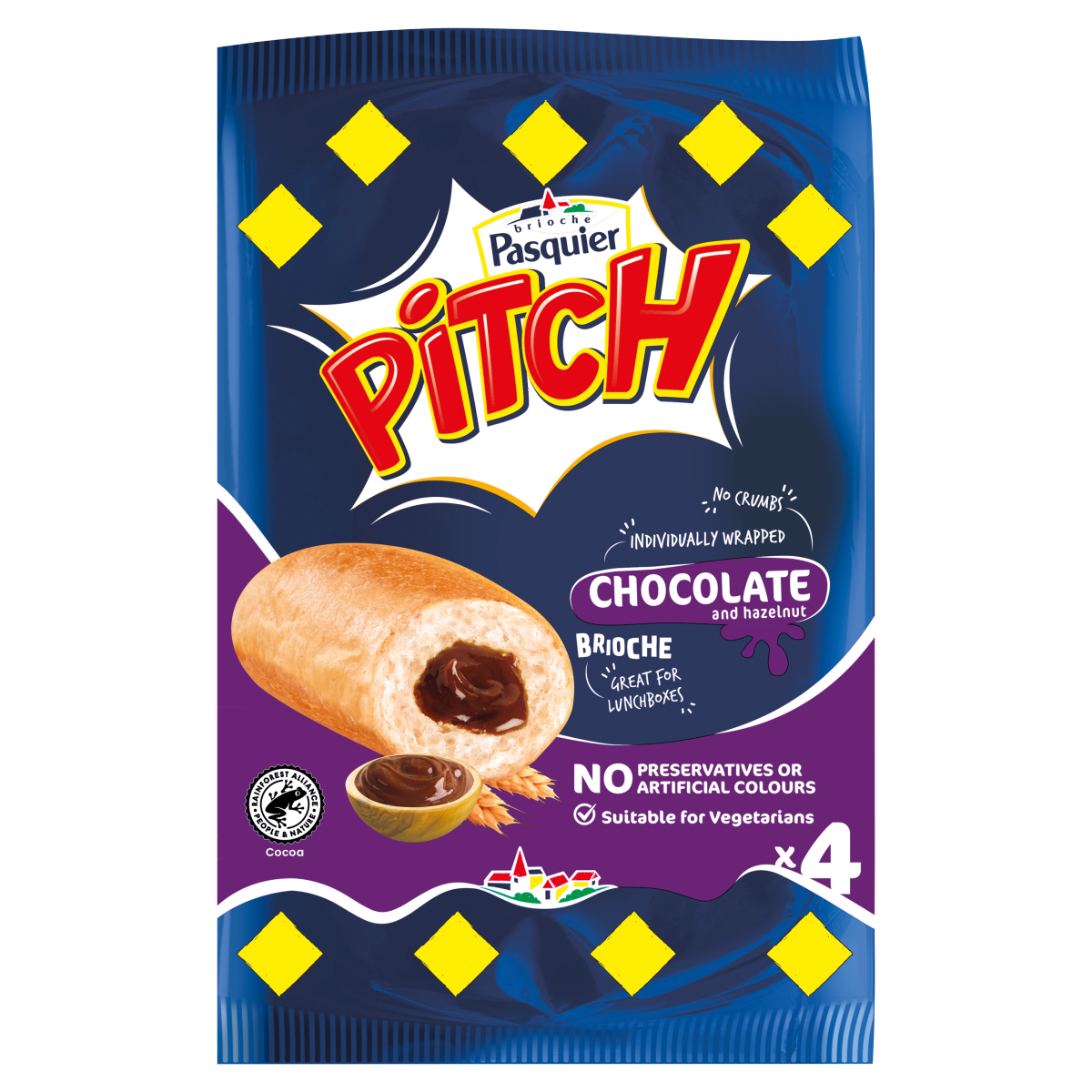 Brioche Pasquier Pitch Chocolate and Hazelnut Brioche 4 x 37.5g (150g)