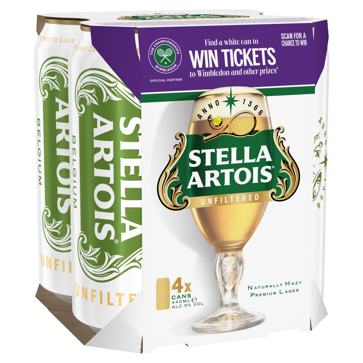 Stella Artois Unfiltered Premium Lager 4 x 440ml