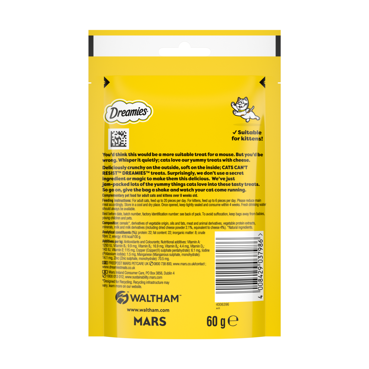 DREAMIES Cat Treat Biscuits With Cheese Flavour 60g