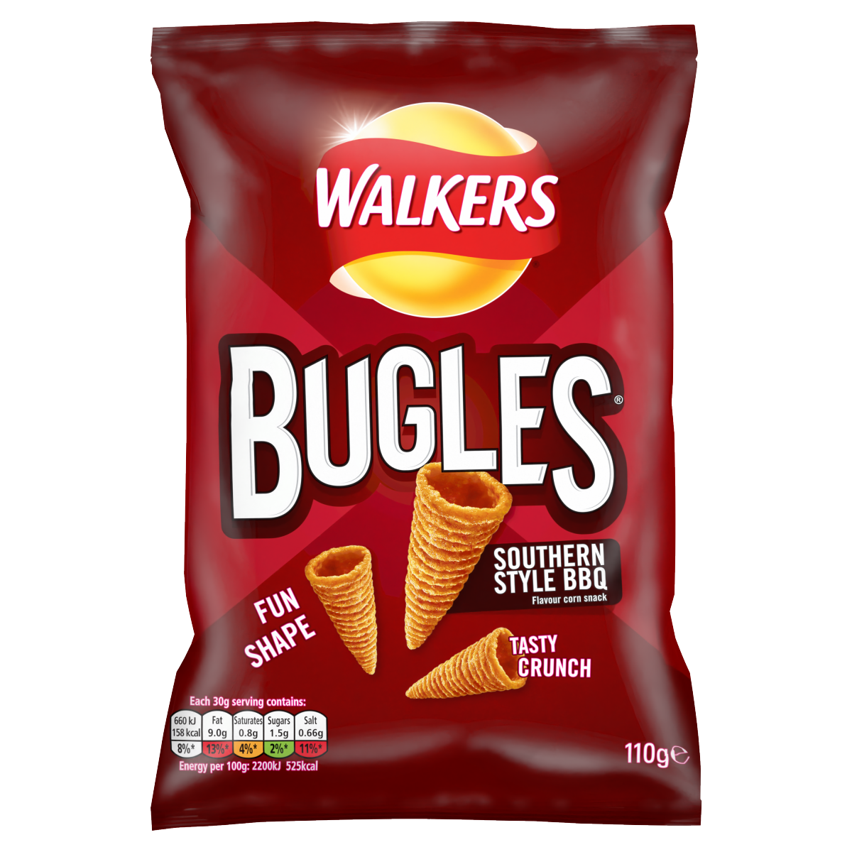 Walkers Bugles Southern Style BBQ Sharing Snacks Crisps 110g