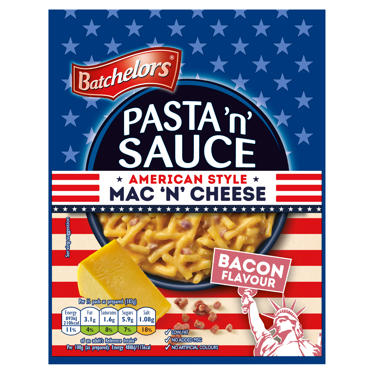 Batchelors American Style Mac ‘n’ Cheese Bacon Flavour Pasta ‘n’ Sauce 99g