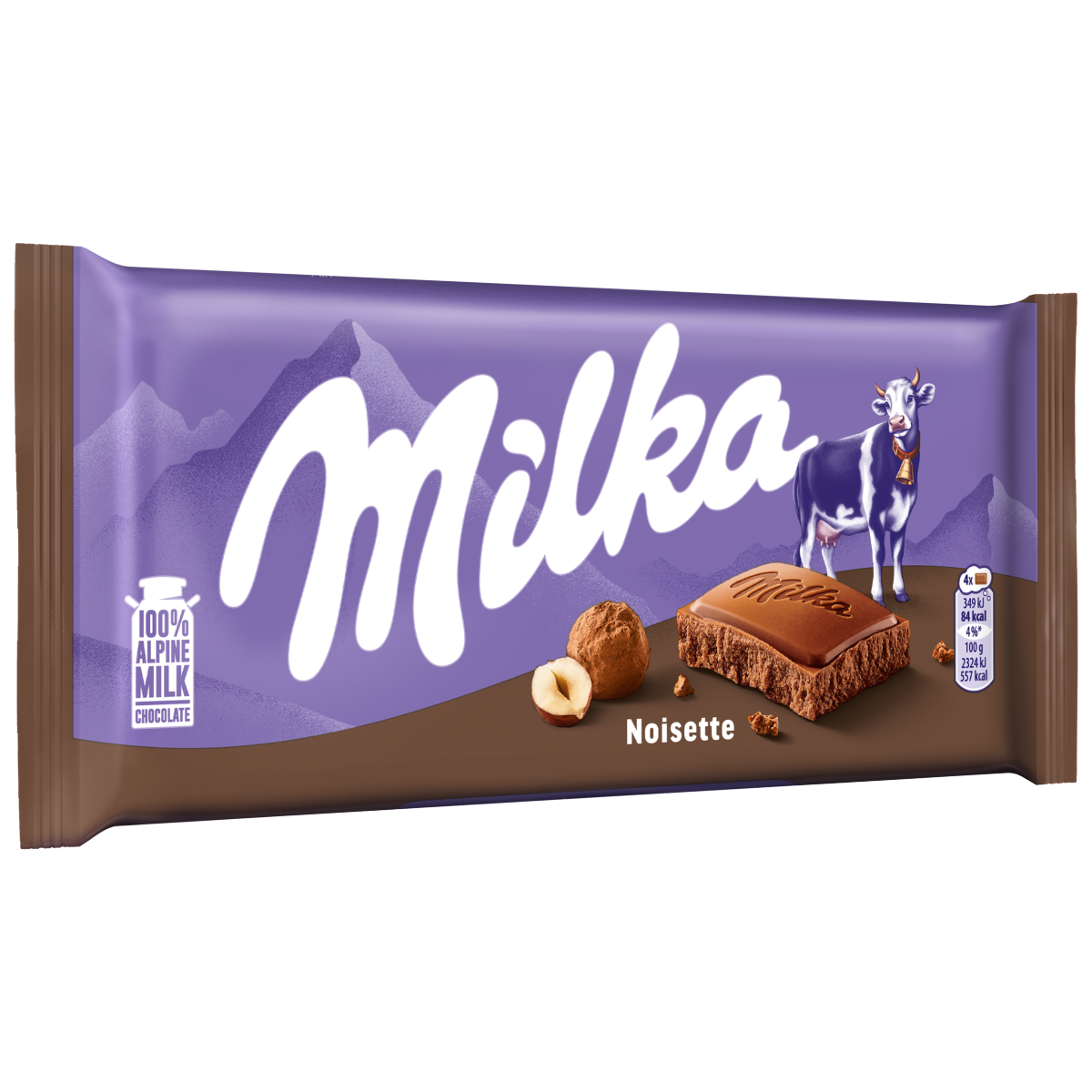 Milka Noisette Hazelnut Alpine Milk Chocolate Bar 90g
