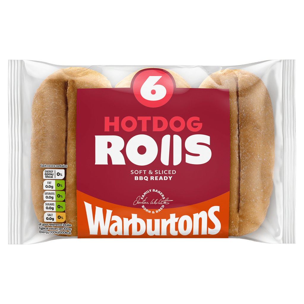 Warburtons 6 Soft & Sliced Hotdog Rolls