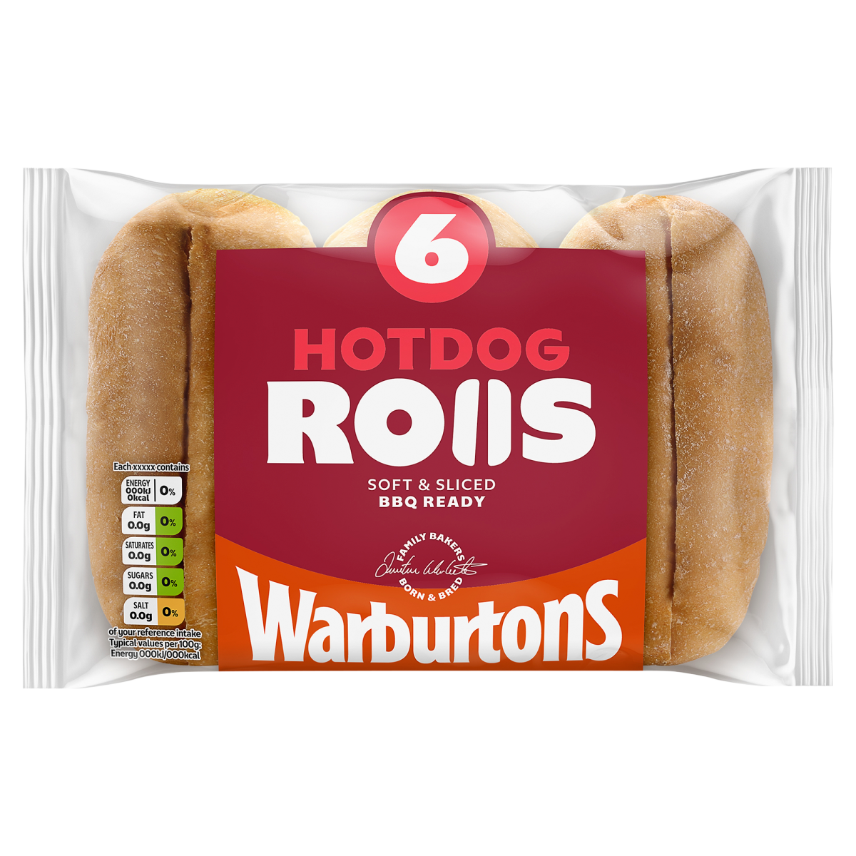 Warburtons 6 Soft & Sliced Hotdog Rolls
