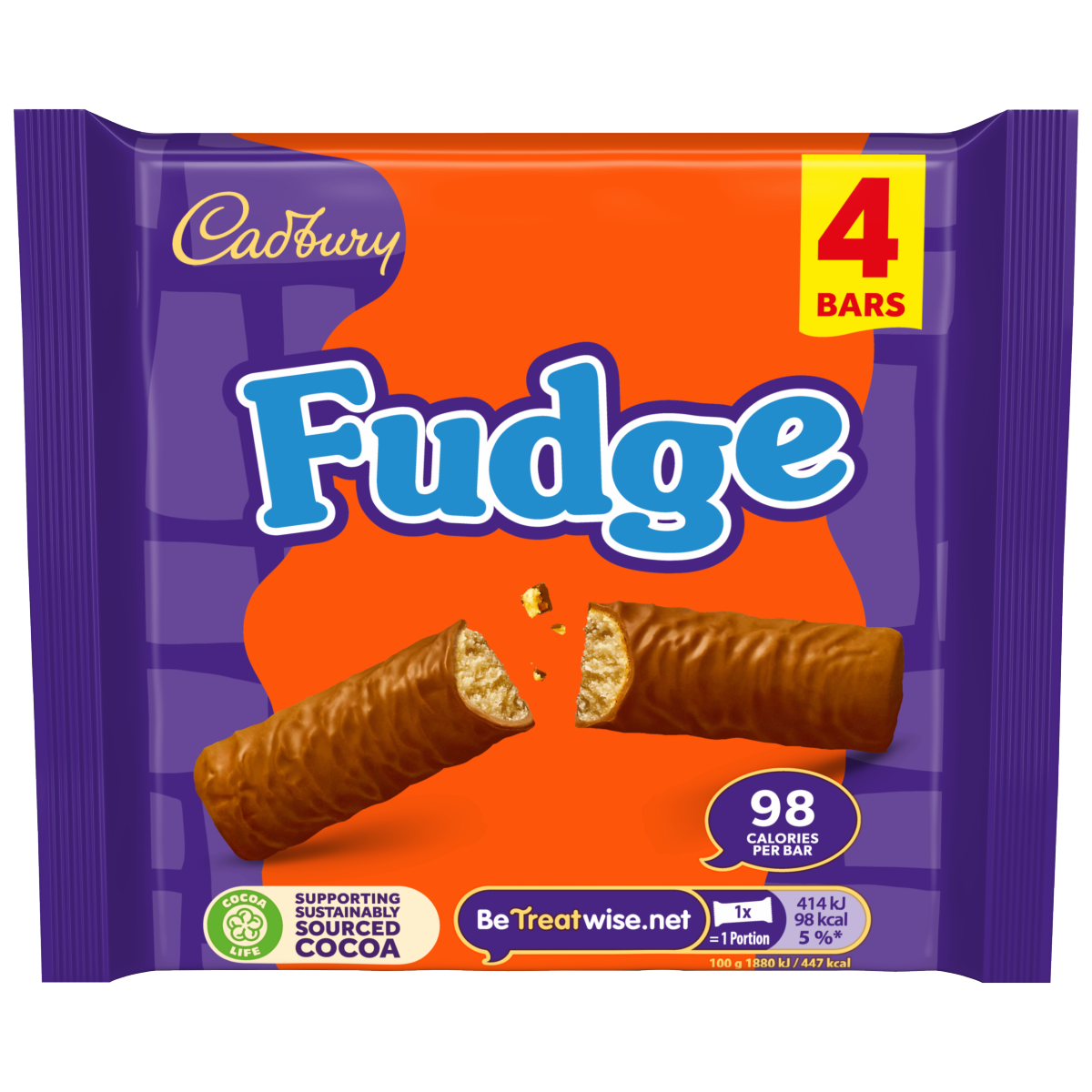 Cadbury Fudge Chocolate Bar 4 Pack Multipack 88 g (4 x 22g)