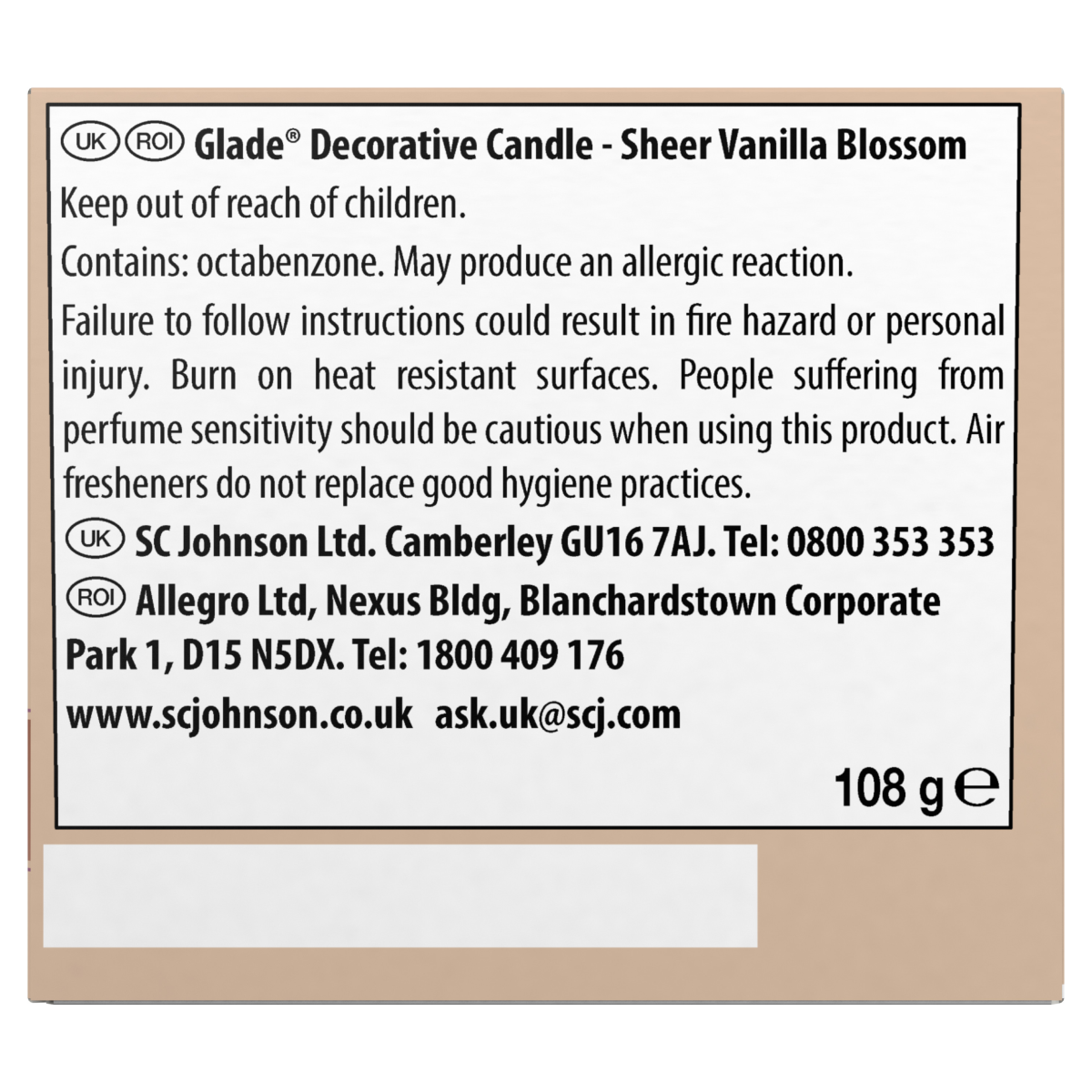 Glade Candle Sheer Vanilla Blossom 108g