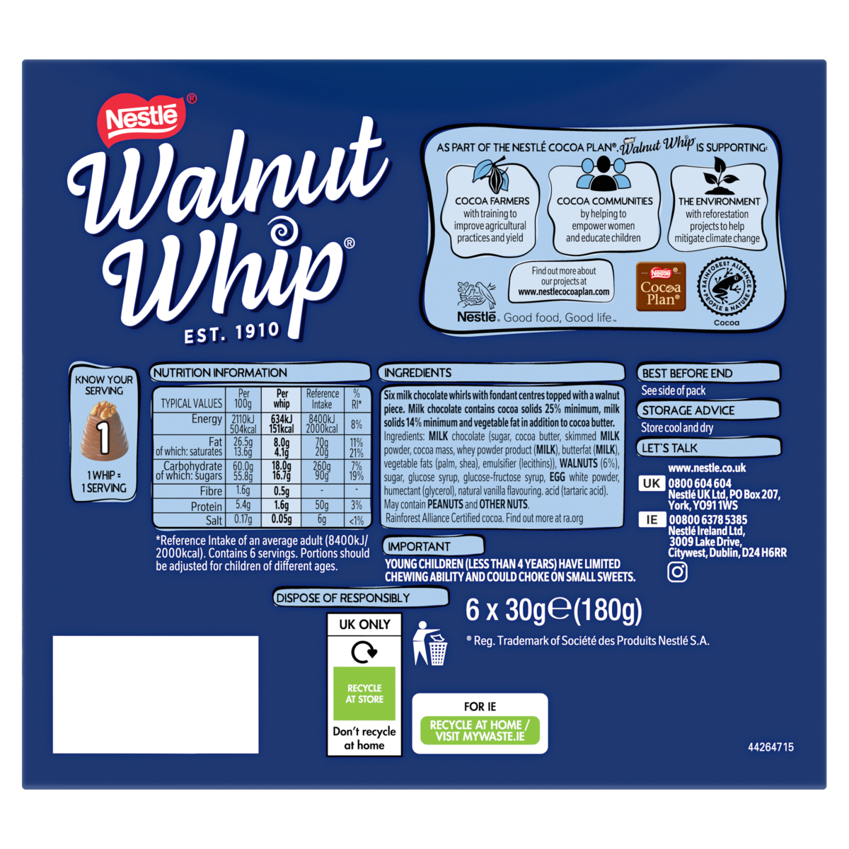 Walnut Whip  6 x 30g (180g)