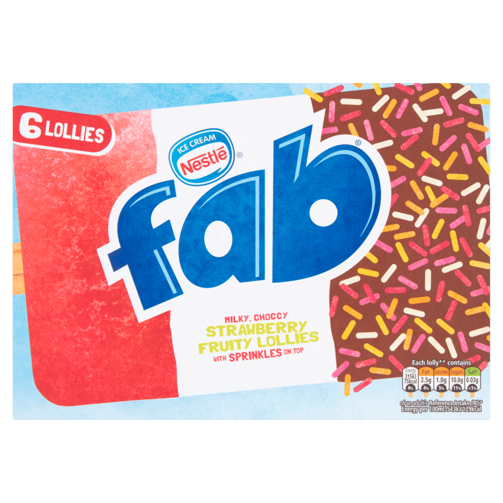 Fab Strawberry Ice Lollies 6x58ml