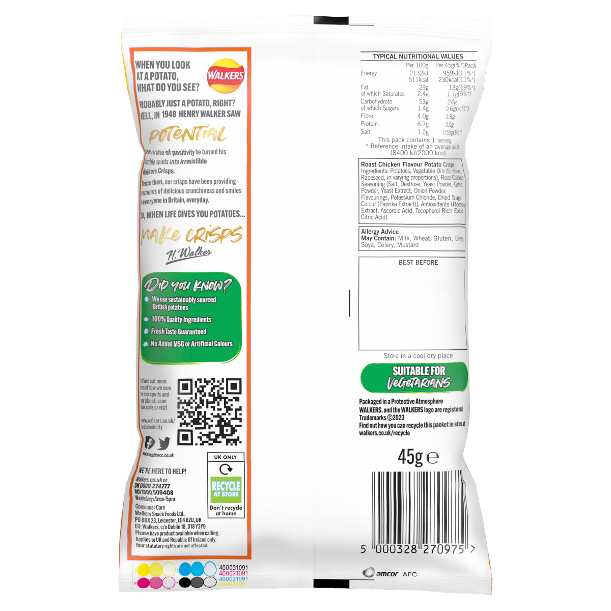 Walkers Roast Chicken Crisps 45g